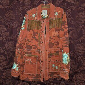 Double D Ranch Terra Cotta Camo Embroidered Studded Horse Jacket Women's XL
